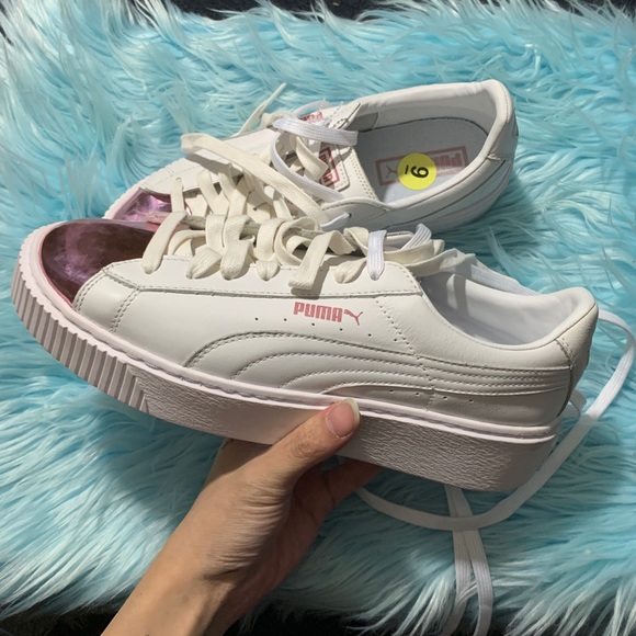 puma suede platform pink toe